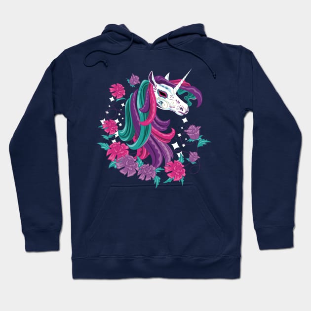 Day Of The Dead Carnival Unicorn Hoodie by LittleBunnySunshine